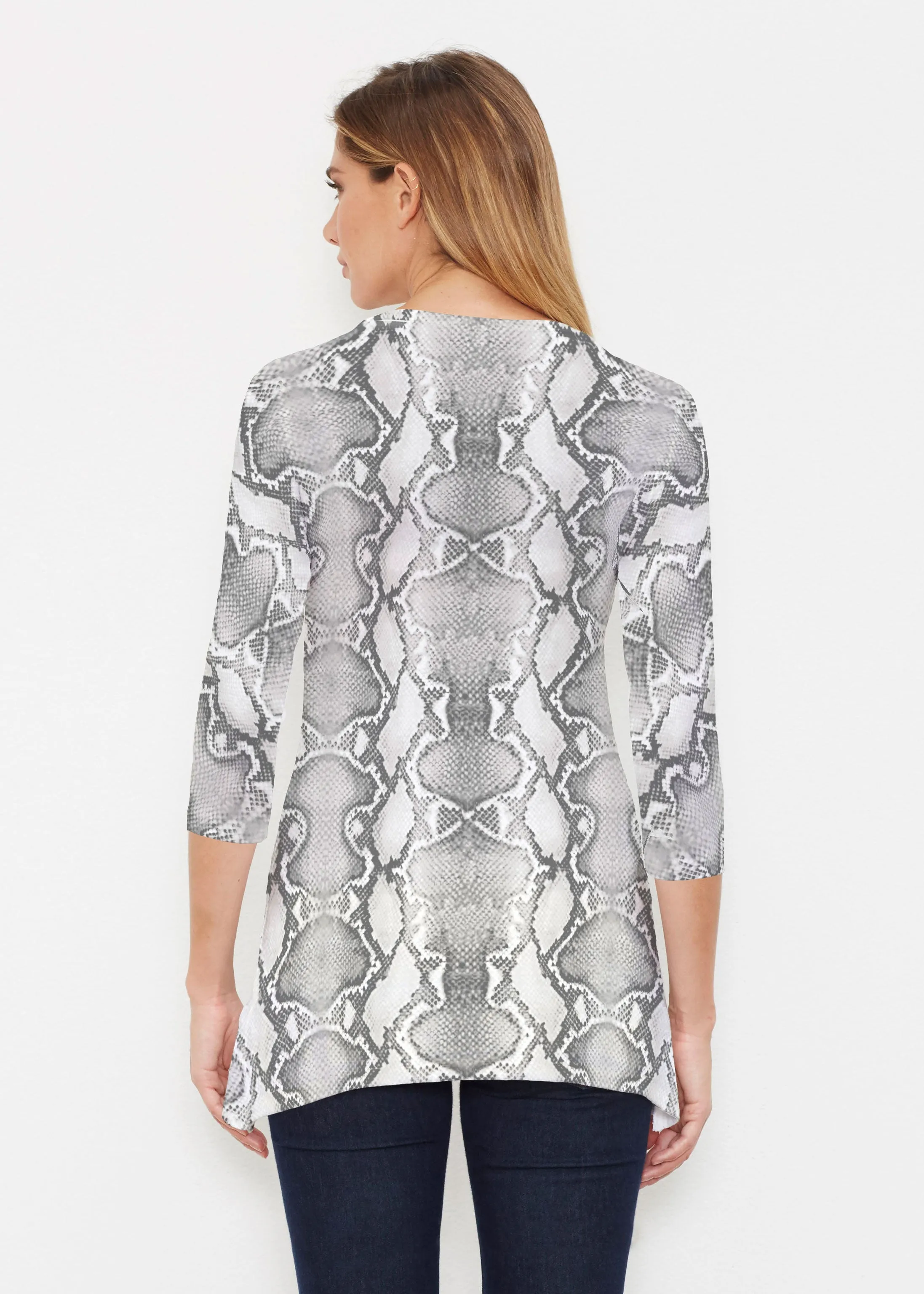 Python Silver (7272) ~ Buttersoft 3/4 Sleeve Tunic