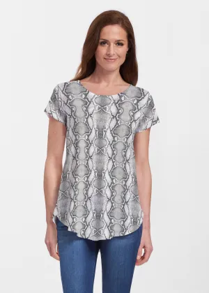 Python Silver (7272) ~ Signature Short Sleeve Scoop Neck Flowy Tunic