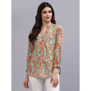 QOMN Multi-Color Floral Printed Top with Ruffles