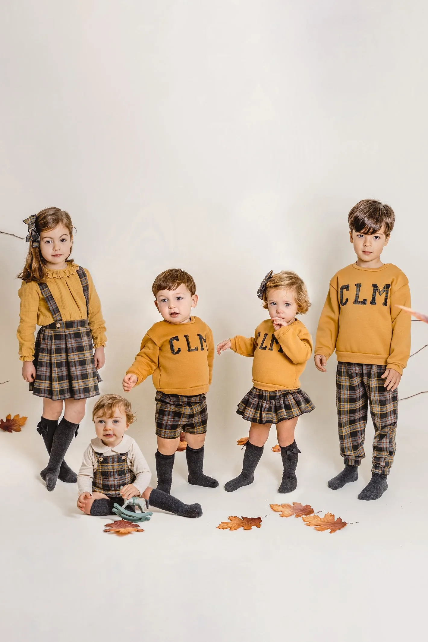 "Saxon" Mustard Varsity Sweatshirt & Tartan Trousers