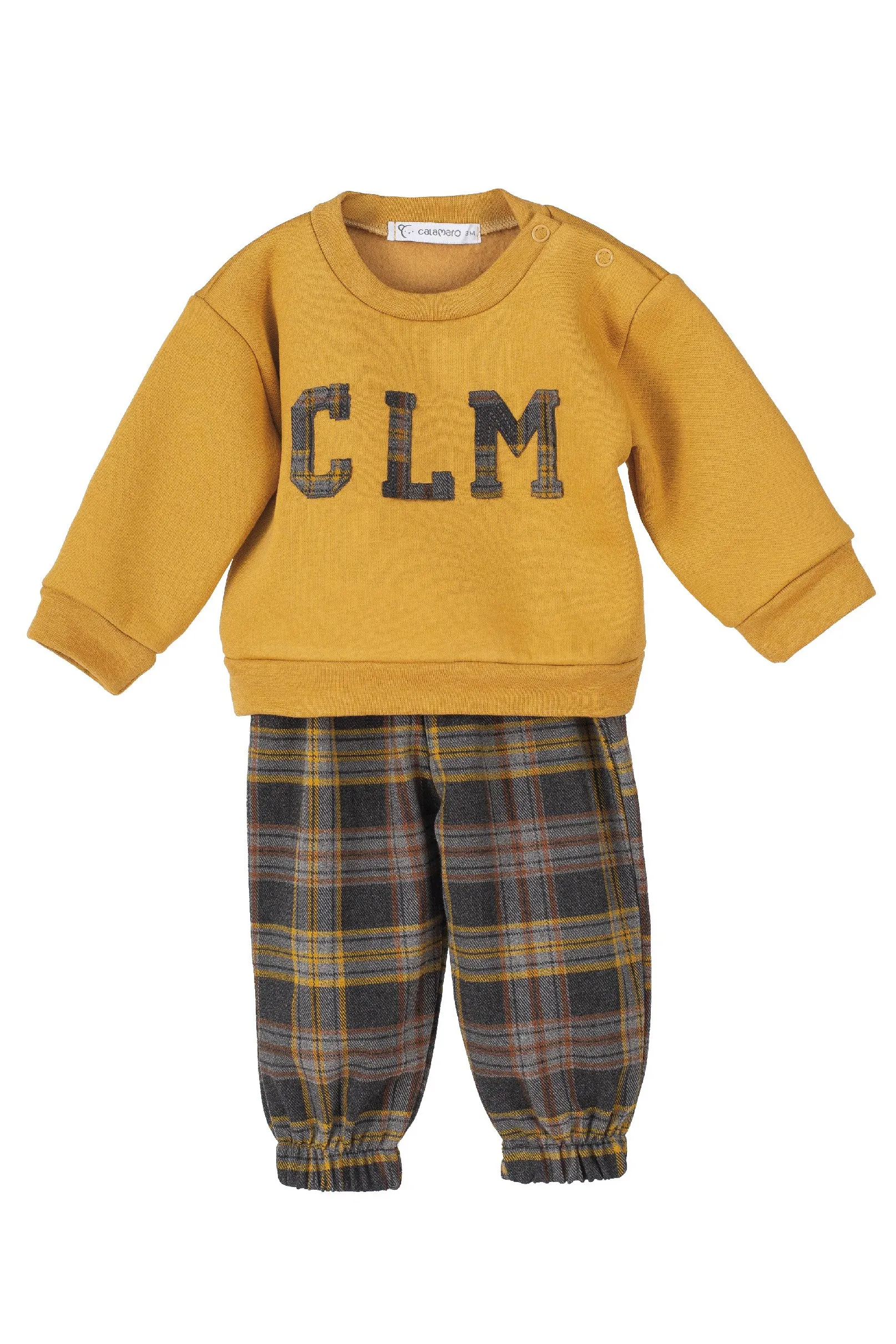 "Saxon" Mustard Varsity Sweatshirt & Tartan Trousers