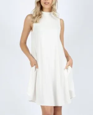 RAVEN MOCK NECK SWING DRESS IVORY
