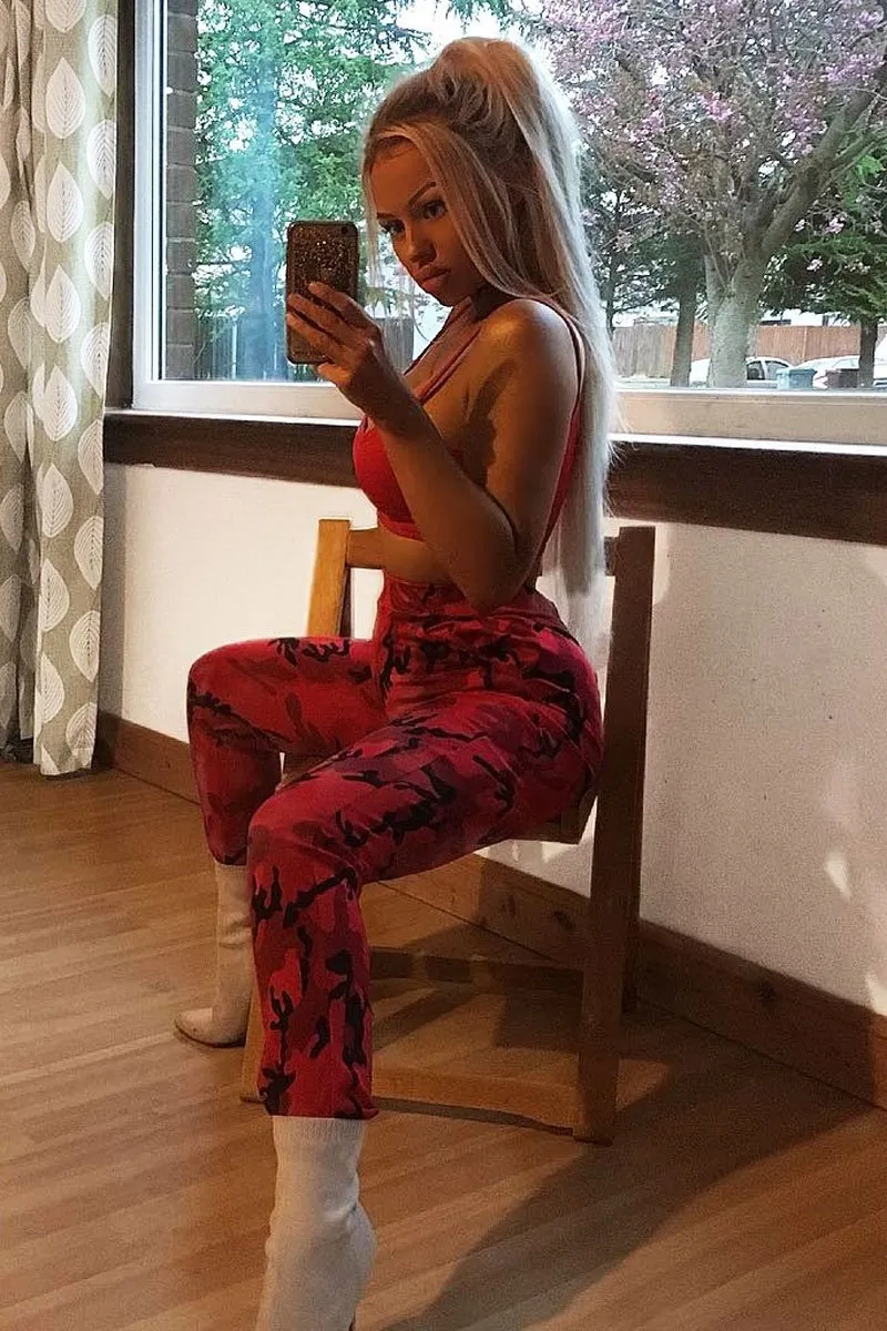 Red Camo Print Trousers - Lyza