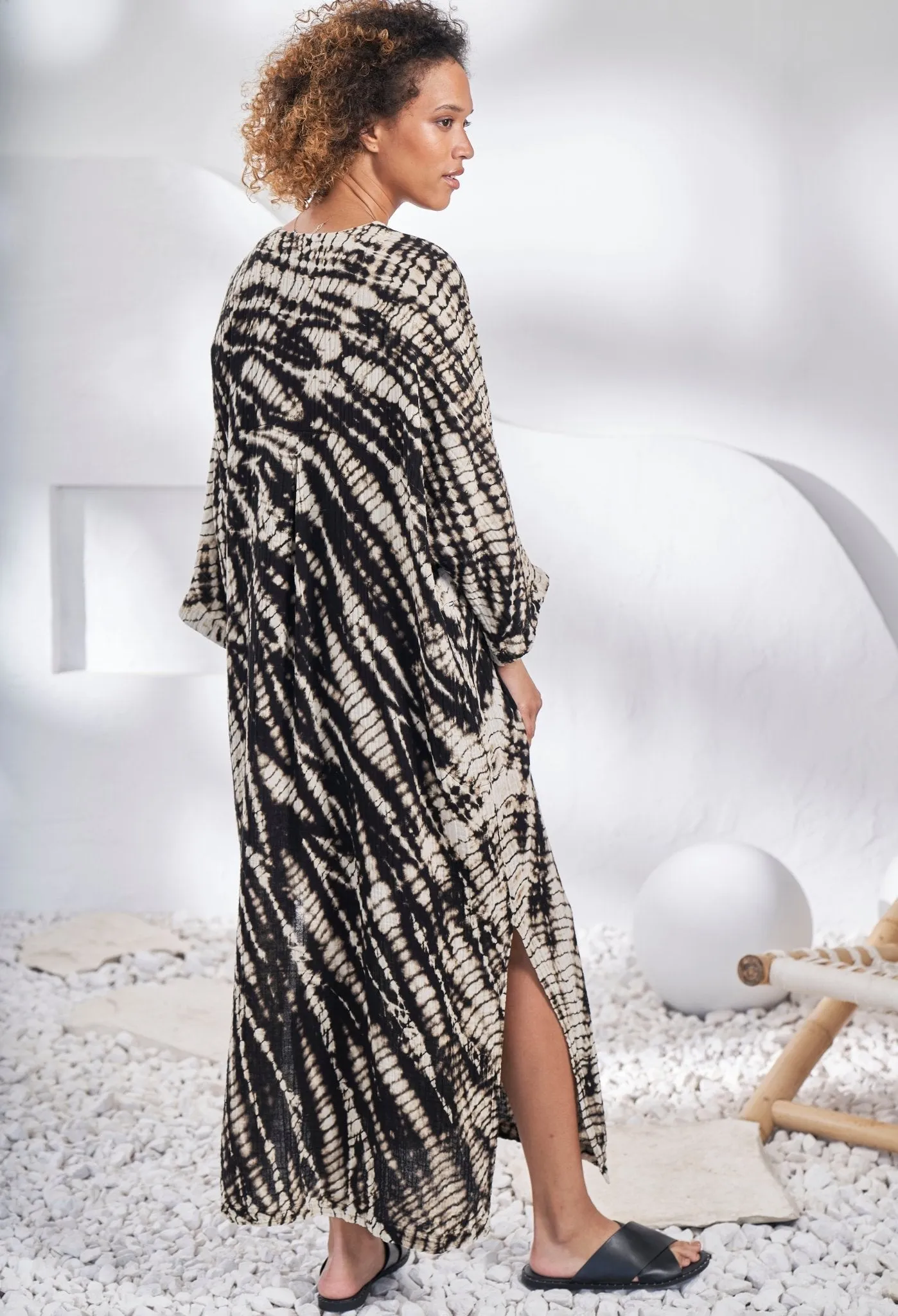 re:home - Nautilus Print Cotton Gauze Arc Seam Caftan