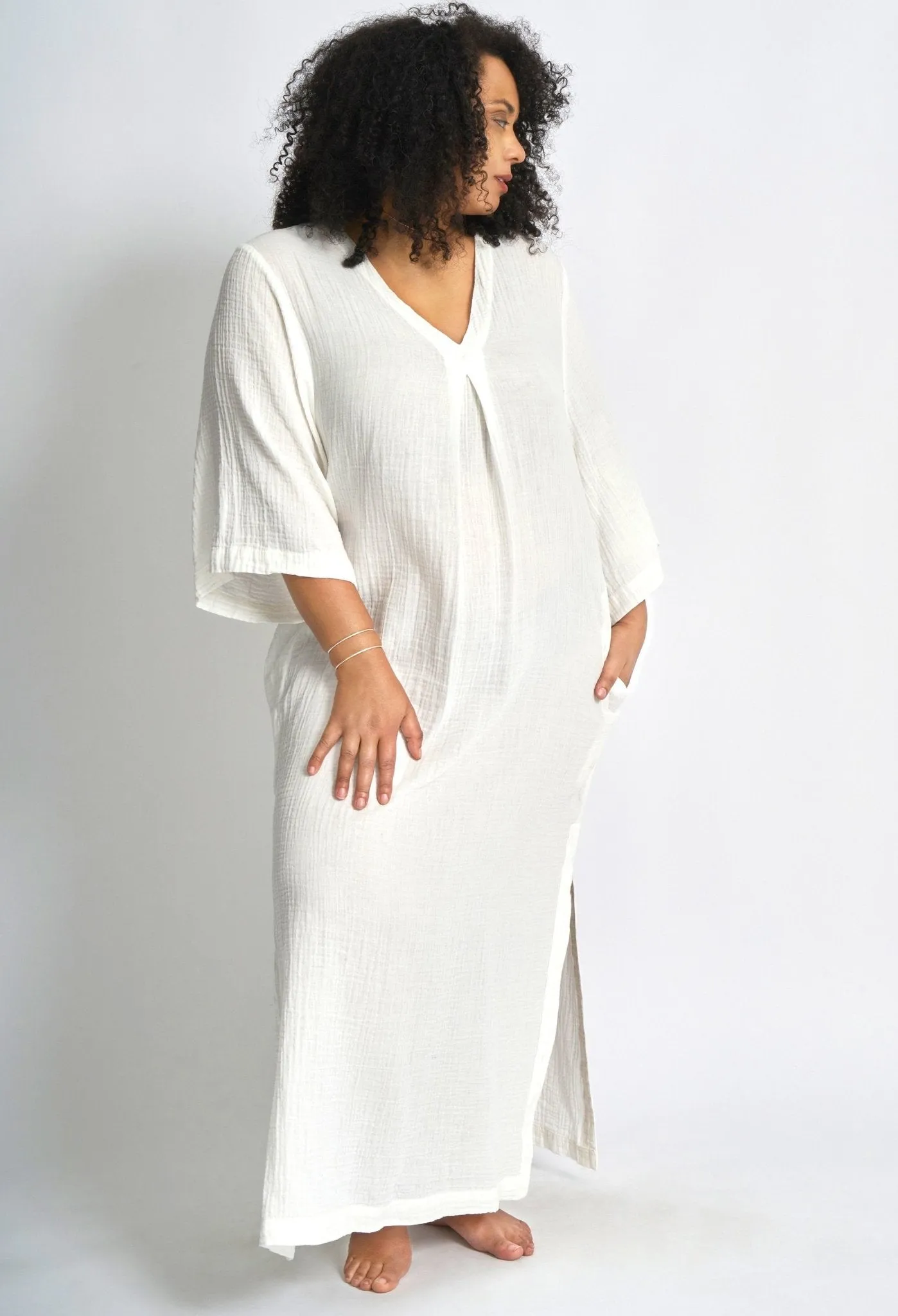 re:hOMe - White Cotton Gauze Caftan