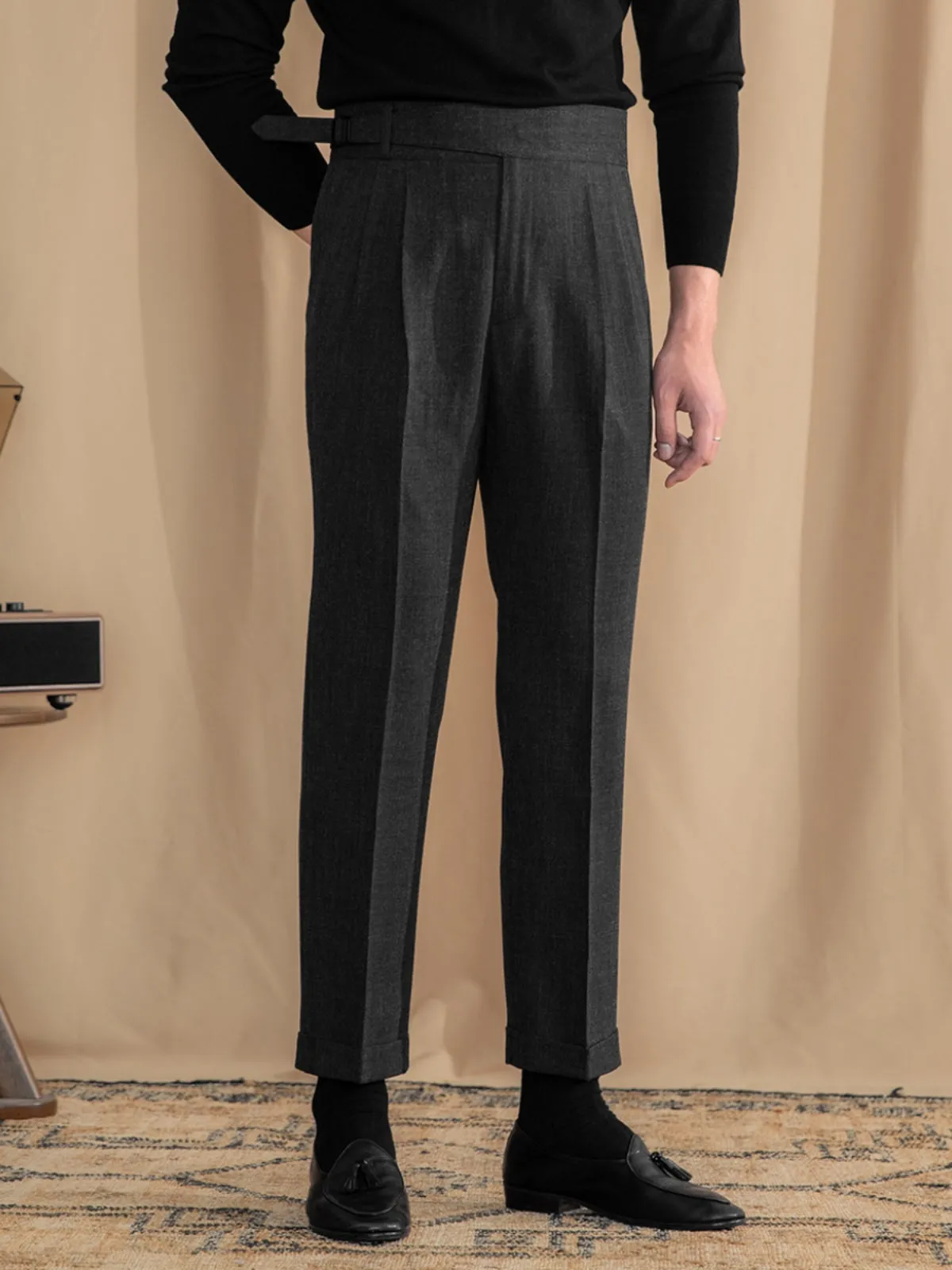 Retro Refined High-Waisted Trousers