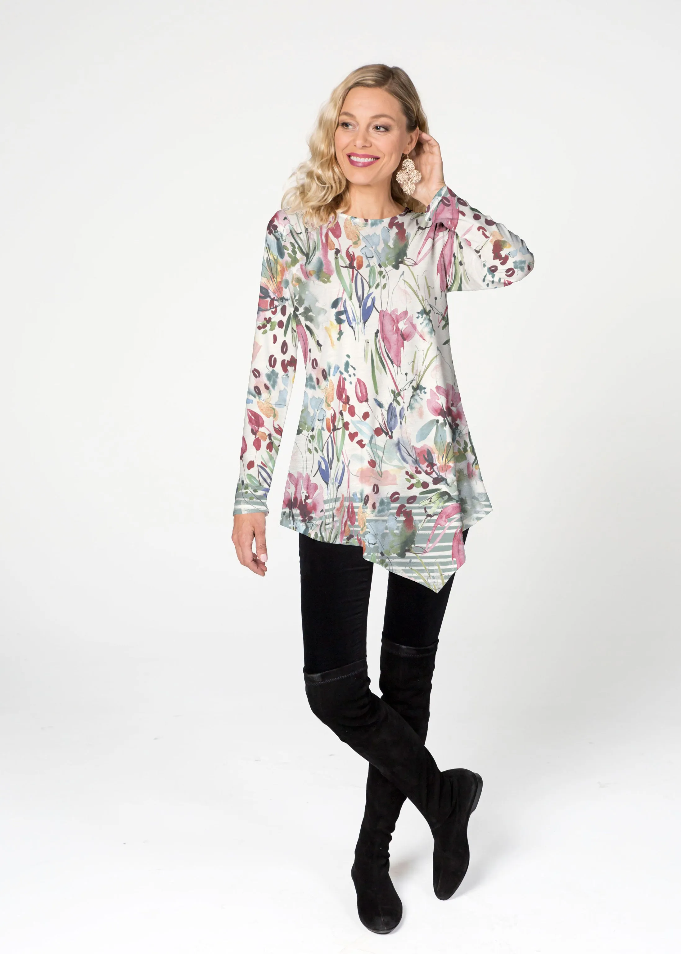 Rhapsody  (16191) ~ Asymmetrical French Terry Tunic