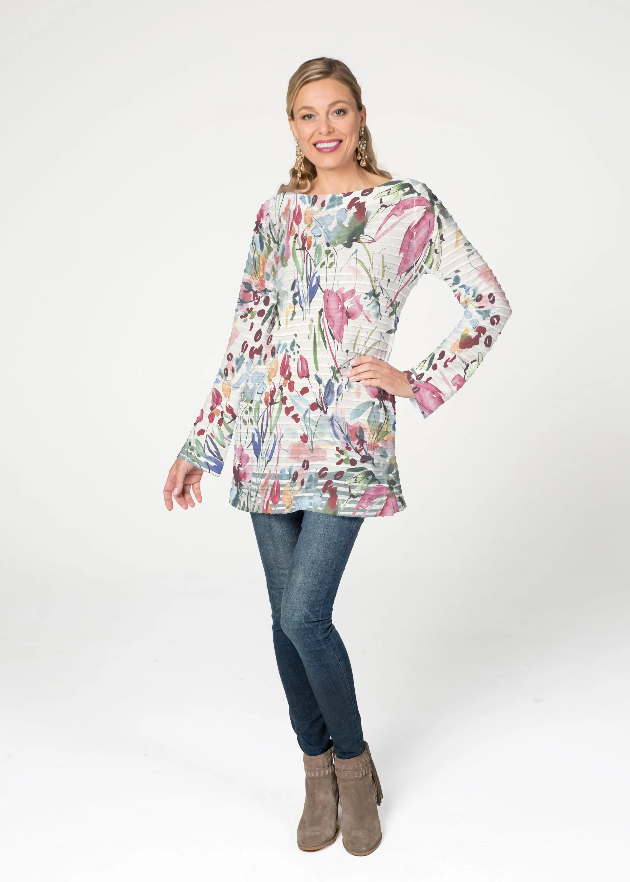 Rhapsody  (16191) ~ Banded Boatneck Tunic