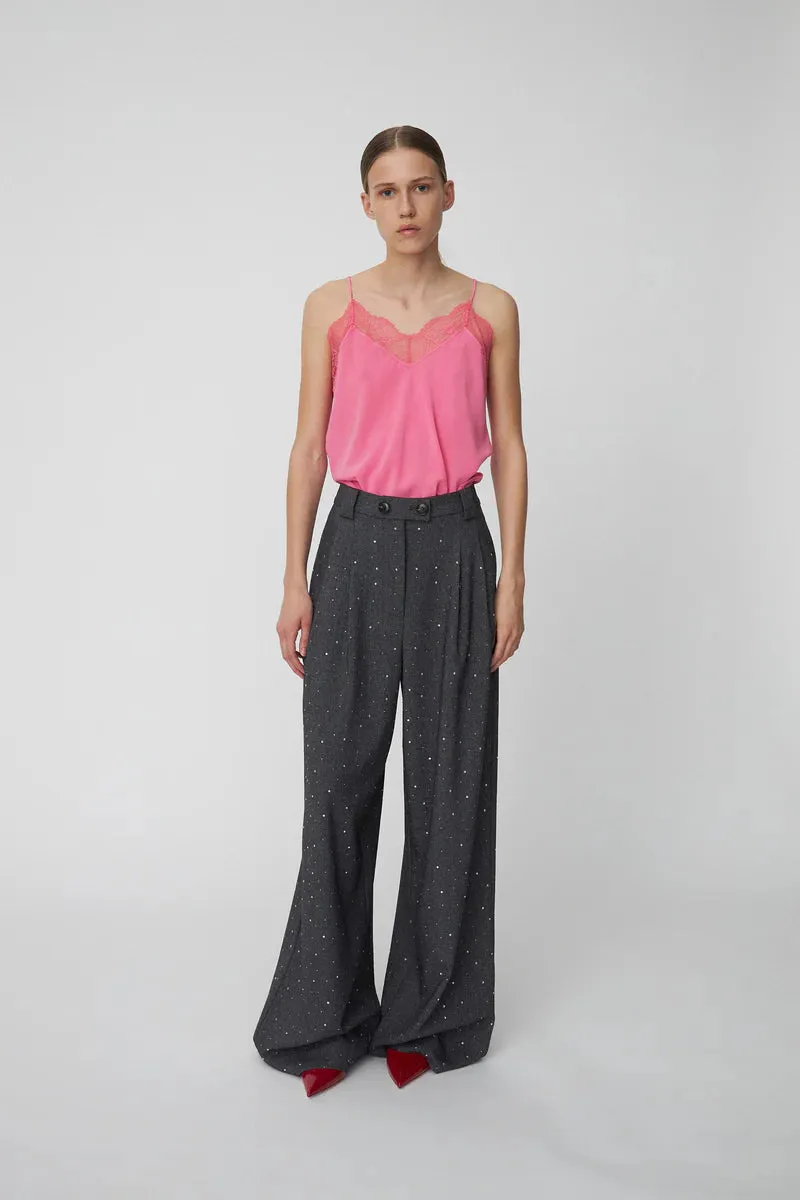 Rhinestone Suiting Trousers - Melange Grey