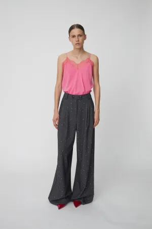 Rhinestone Suiting Trousers - Melange Grey