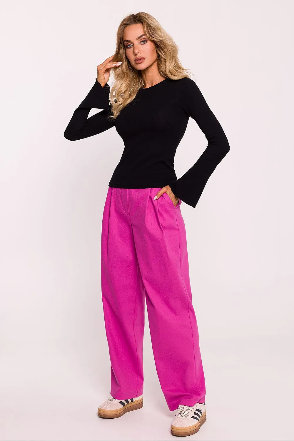 Ribbed Cotton Knit Fitted Blouse