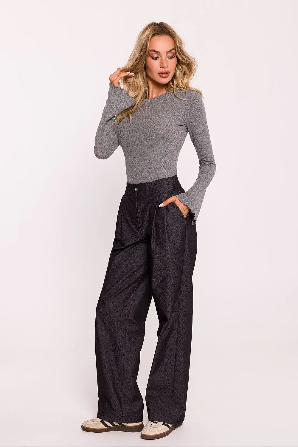 Ribbed Cotton Knit Fitted Blouse