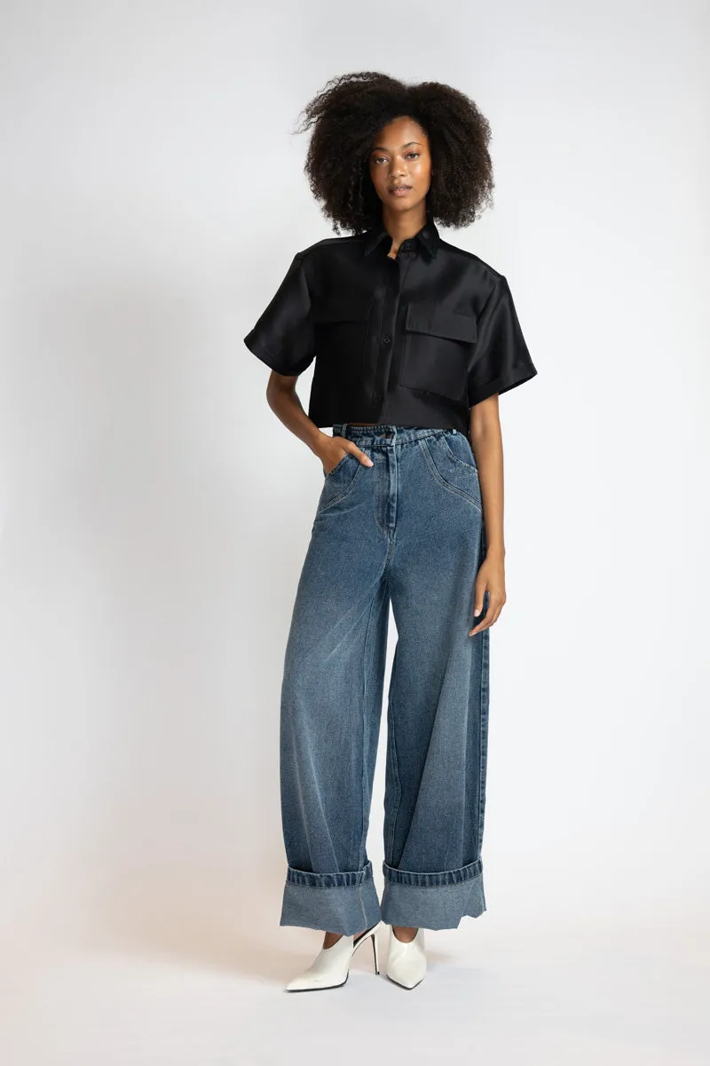 Rinsed Indigo Denim Trousers
