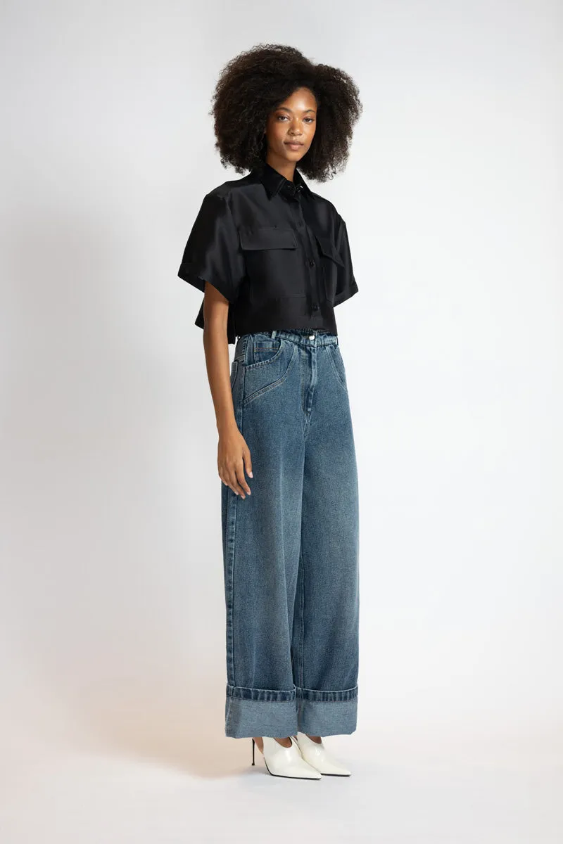 Rinsed Indigo Denim Trousers