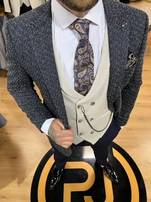 Salvadore - Navy/Cream 3 Piece Suit