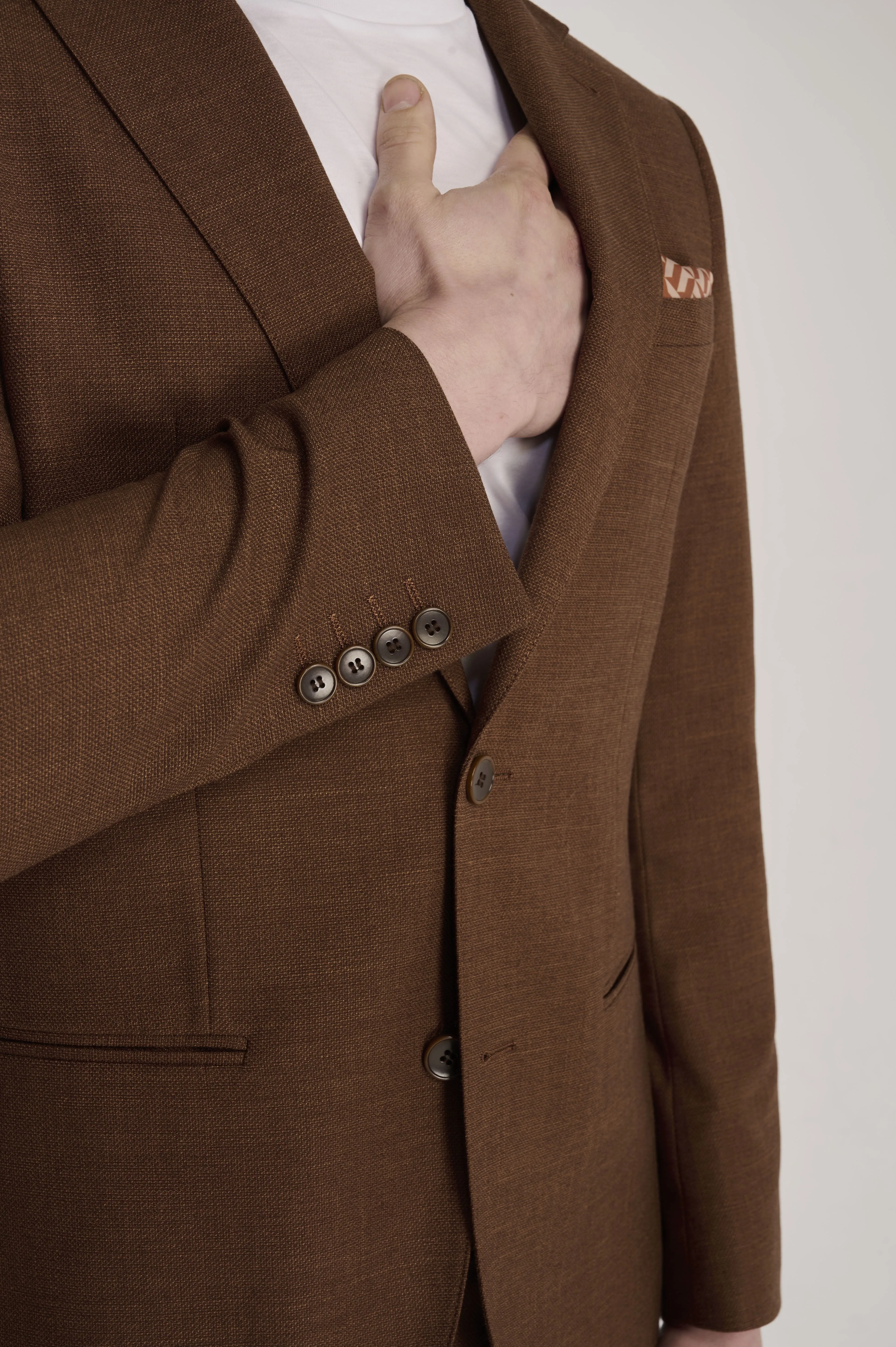 Sandro Slim Fit Linen Look Suit Jacket in Rust