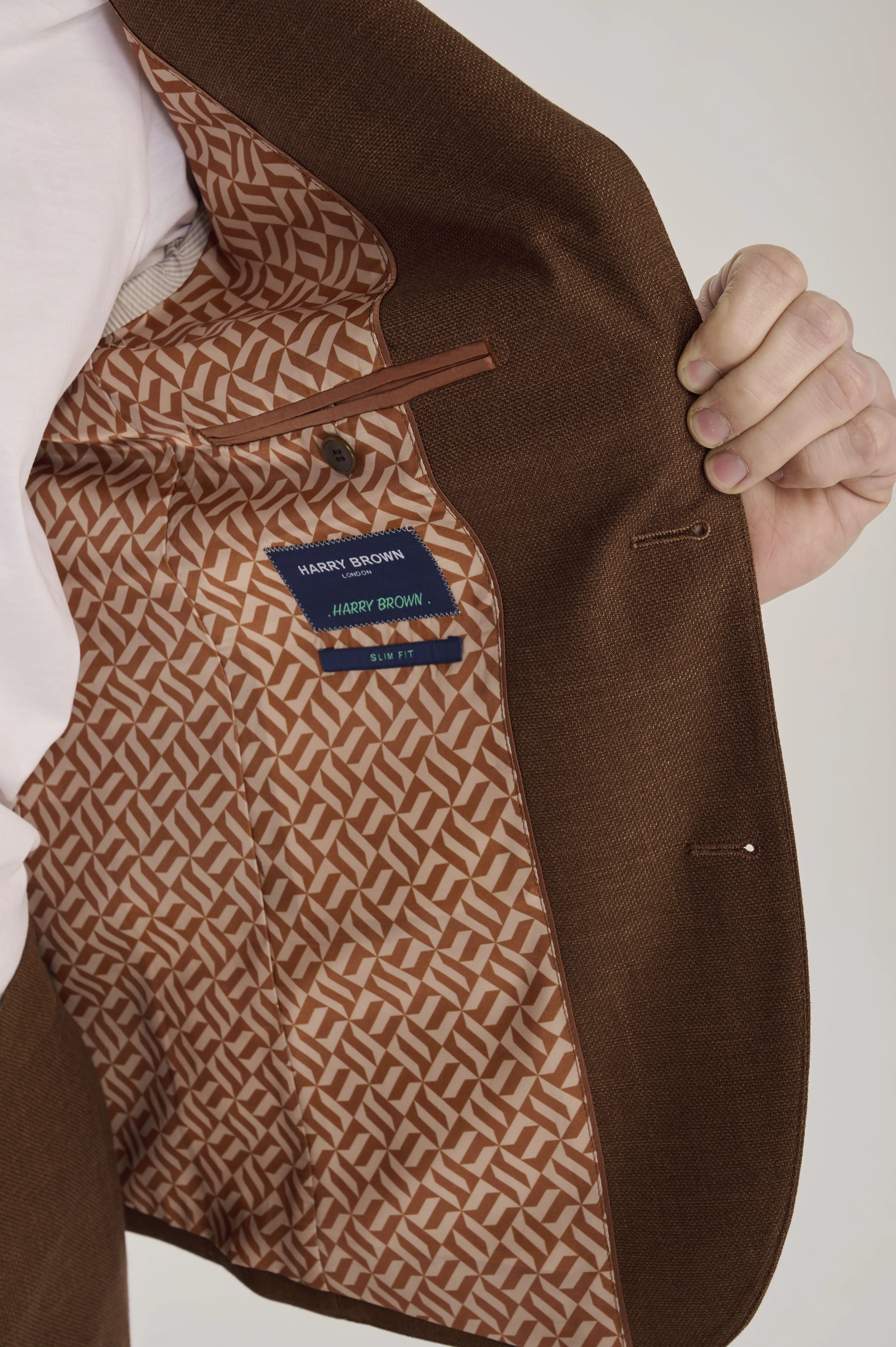 Sandro Slim Fit Linen Look Suit Jacket in Rust
