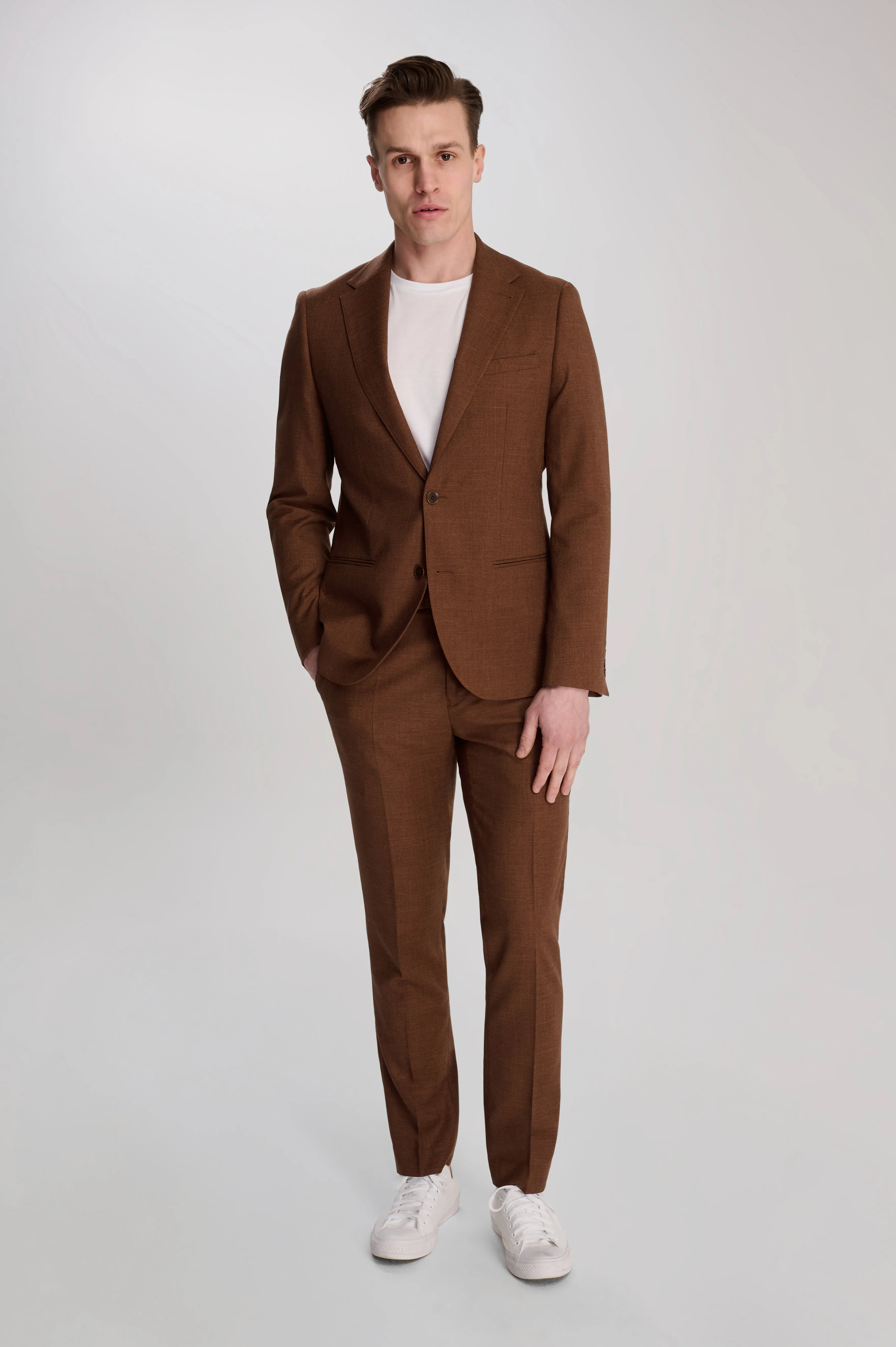 Sandro Slim Fit Linen Look Suit Jacket in Rust
