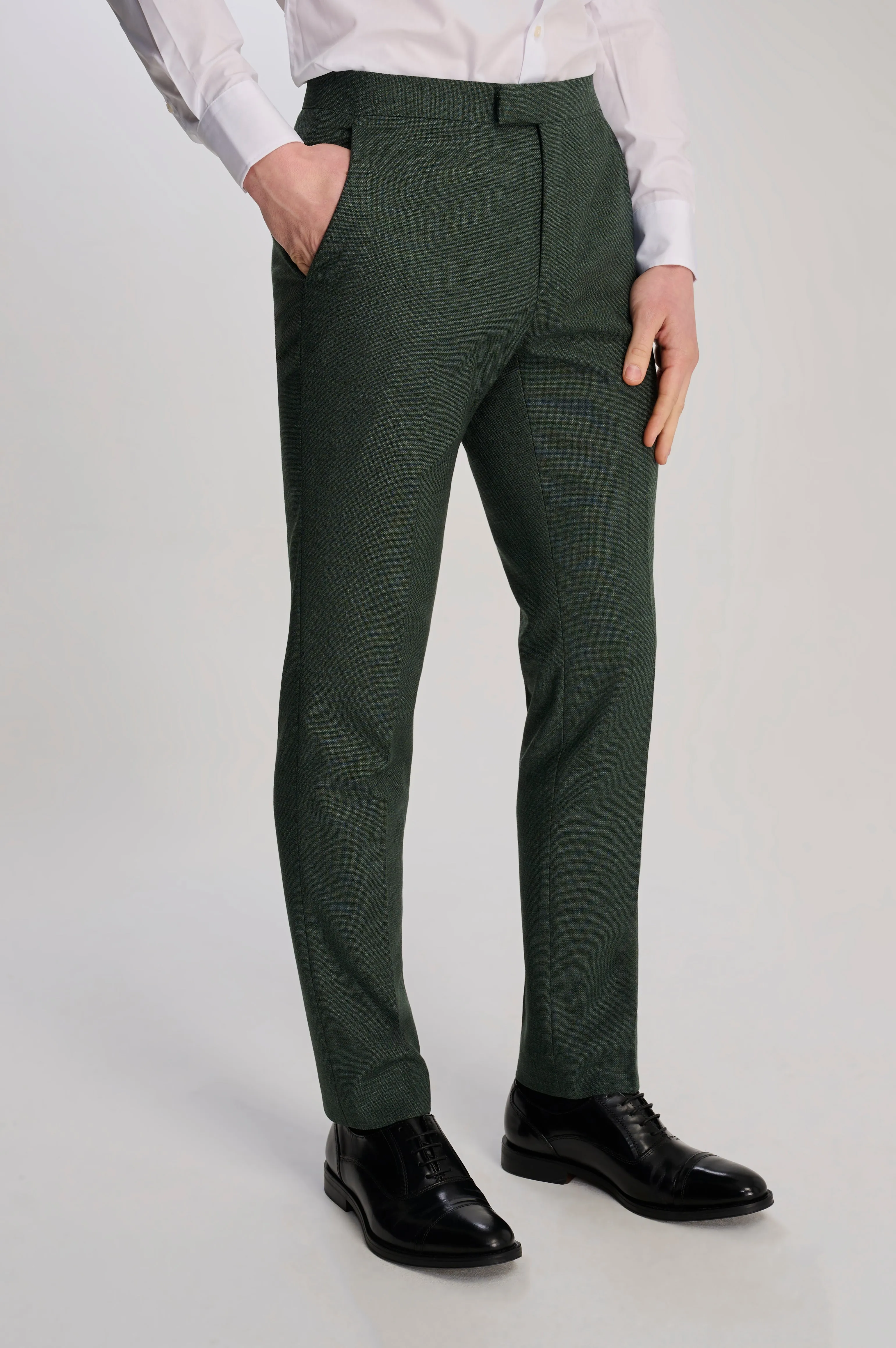 Sandro Slim Fit Linen Look Suit Trousers in Green