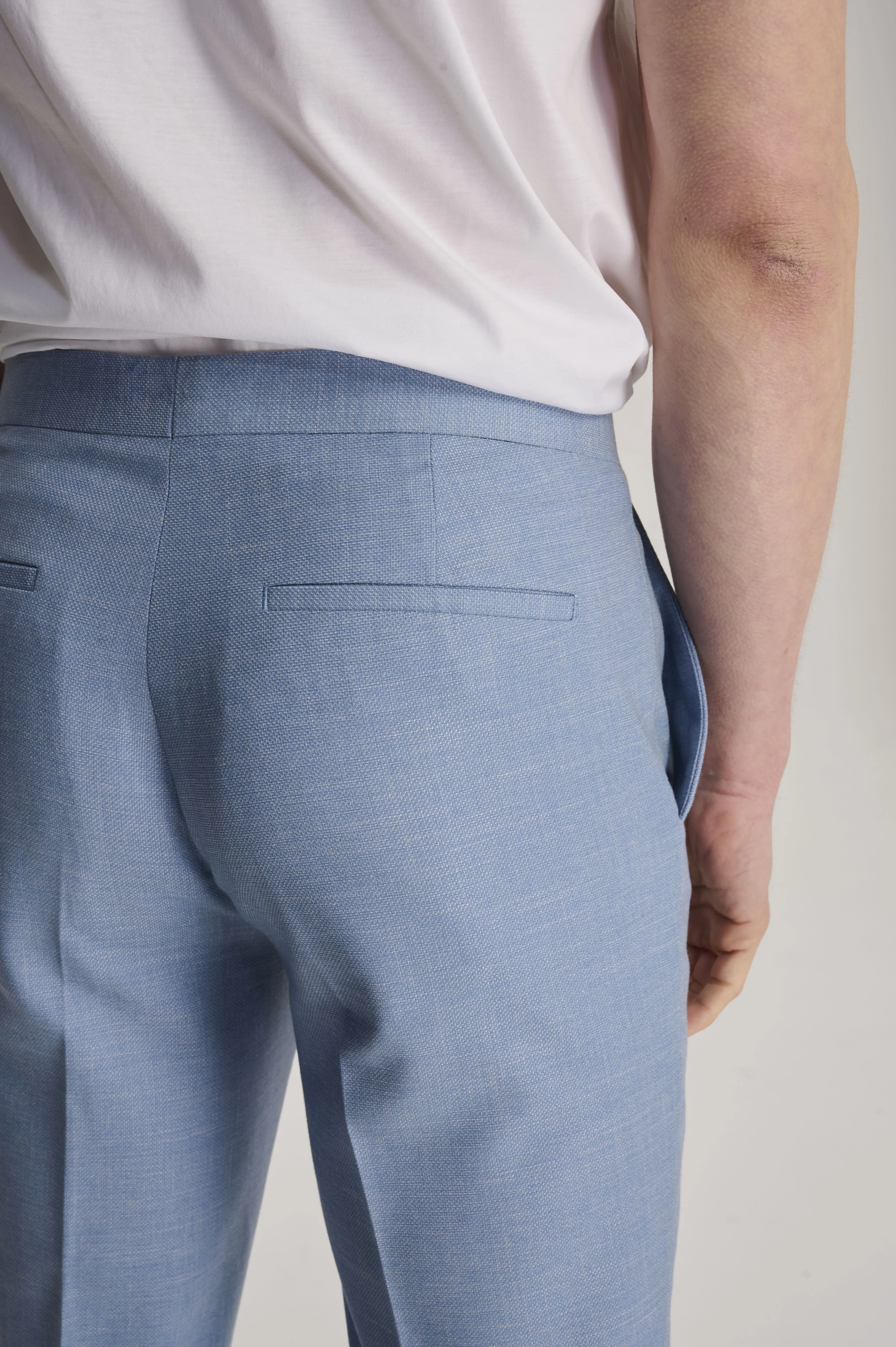 Sandro Slim Fit Linen Look Suit Trousers in Light Blue
