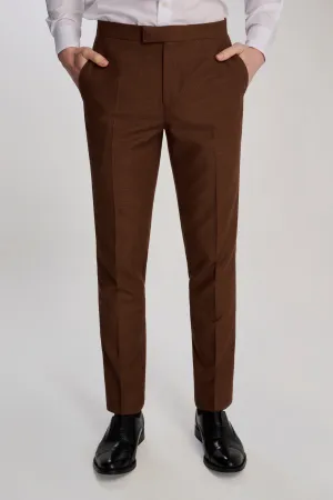 Sandro Slim Fit Linen Look Suit Trousers in Rust