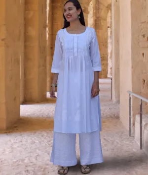 SARA Pure Cotton Hand Embroidered Long Tunic Dress Kurta: Made to Order/Customizable