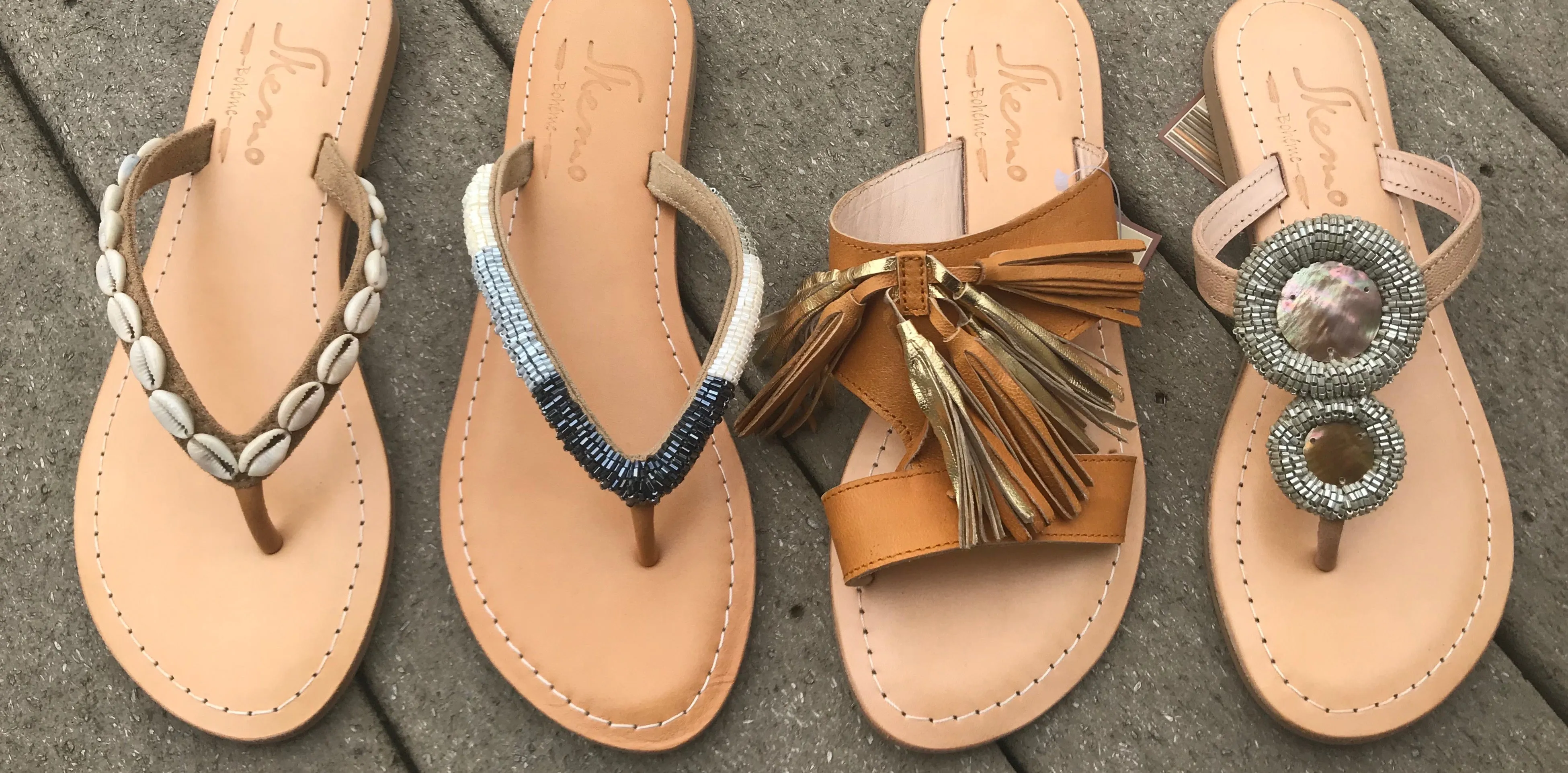 Savannah shell embellished leather sandals