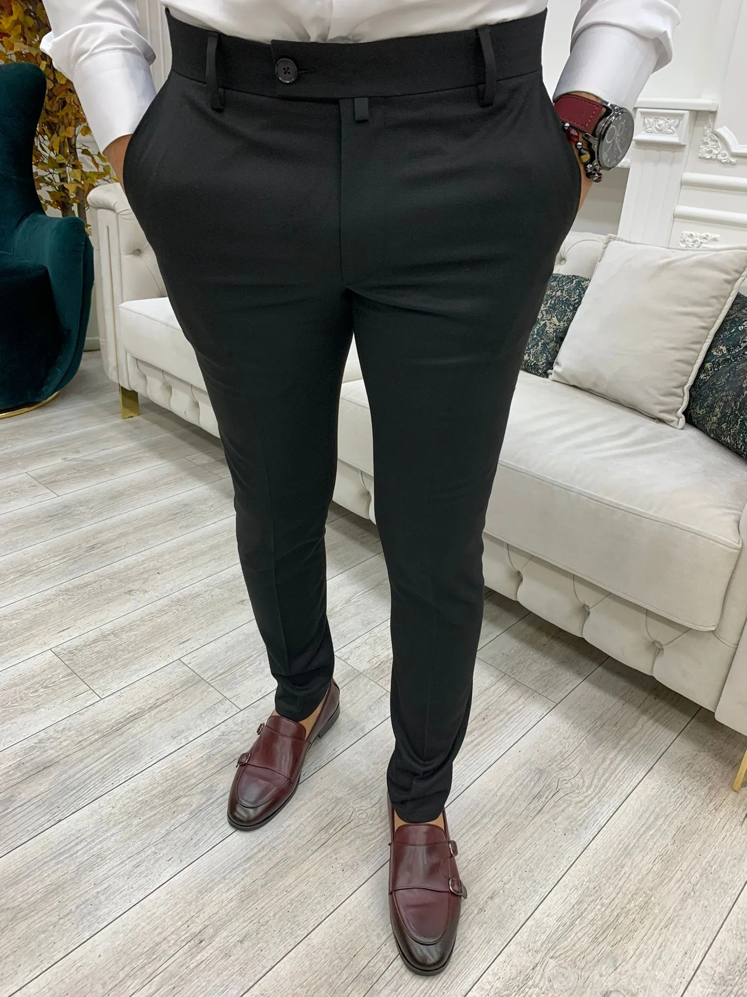 Serra Black Slim Fit Pants