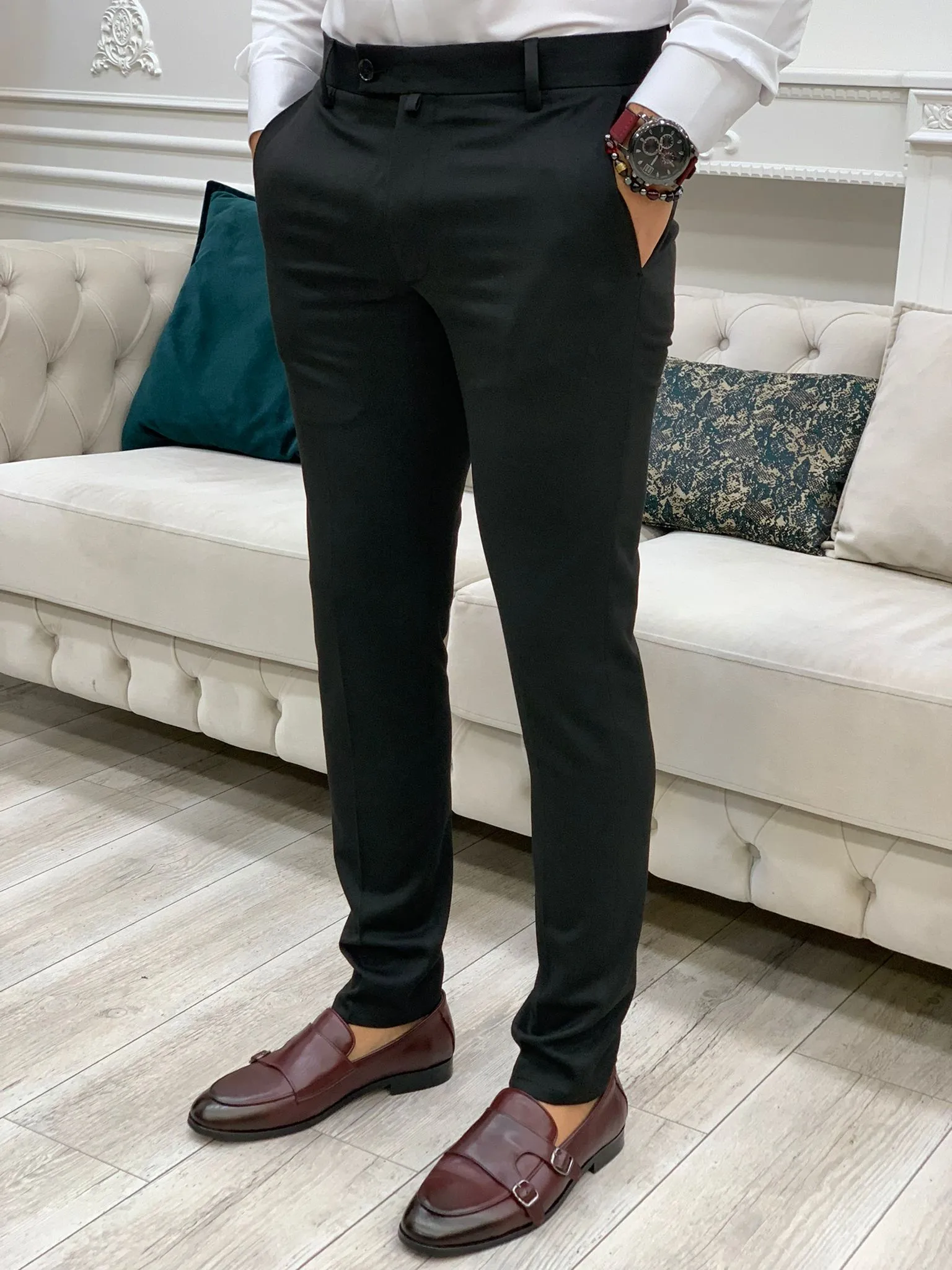 Serra Black Slim Fit Pants