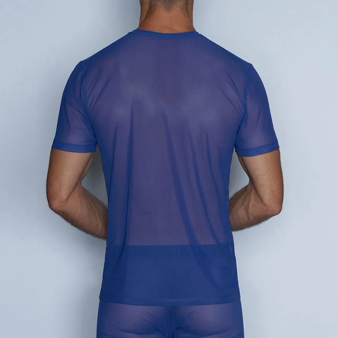 Sheer Crew Neck T-Shirt Bari Blue