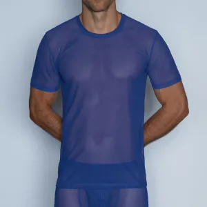 Sheer Crew Neck T-Shirt Bari Blue