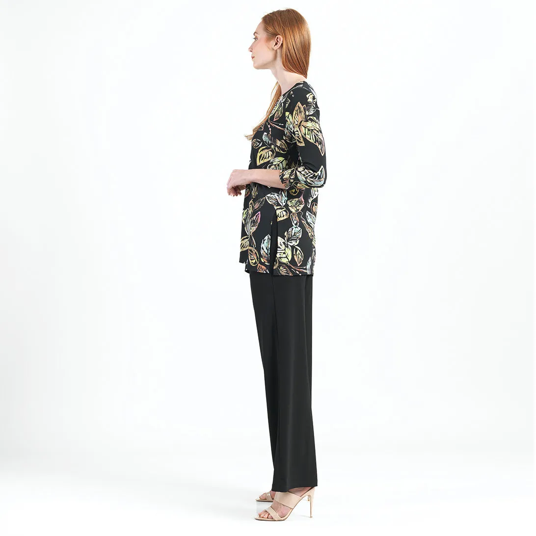 Side Vent Kerchief Hem Tunic - Leaf Colorburst - Final Sale!