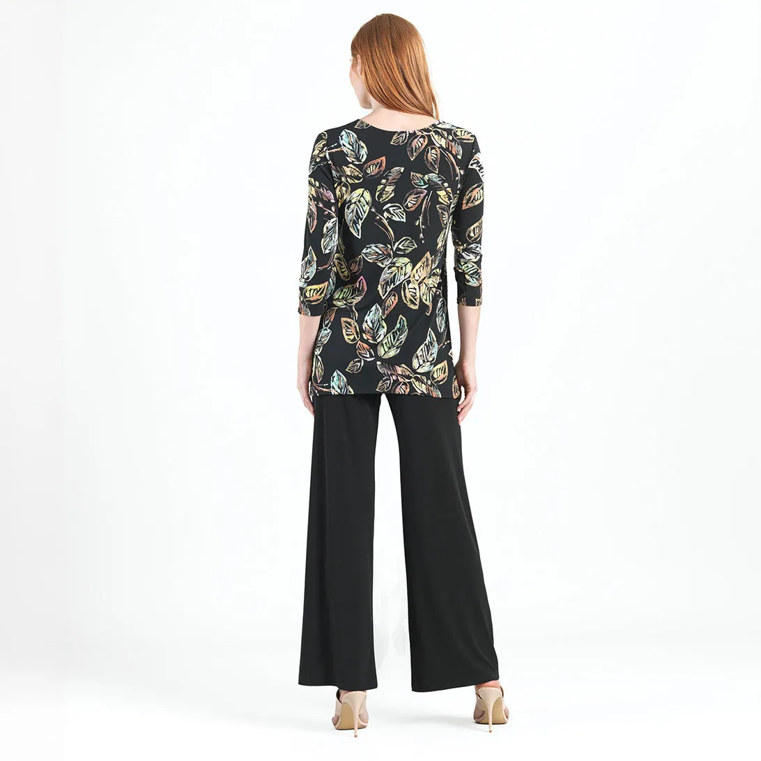 Side Vent Kerchief Hem Tunic - Leaf Colorburst - Final Sale!