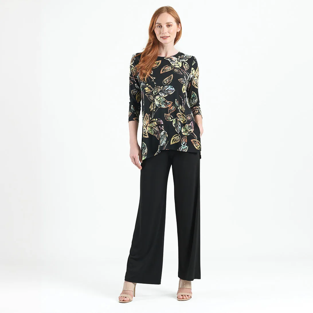 Side Vent Kerchief Hem Tunic - Leaf Colorburst - Final Sale!