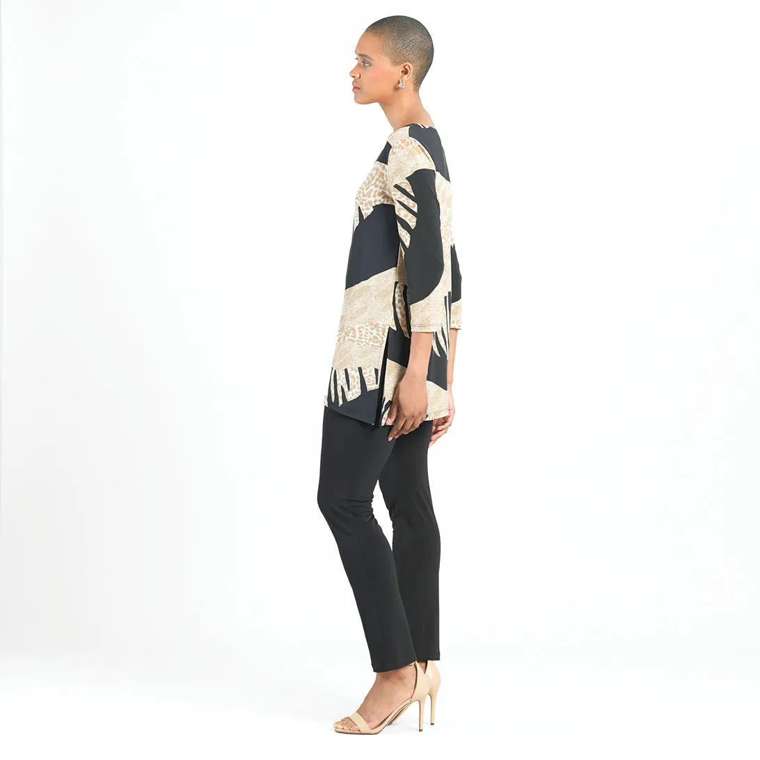 Side Vent Kerchief Hem Tunic - Safari Patch - Final Sale!