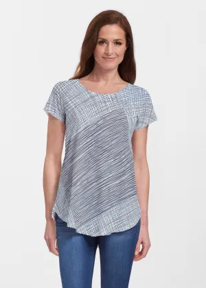 Sketch Blue (14216) ~ Signature Short Sleeve Scoop Neck Flowy Tunic