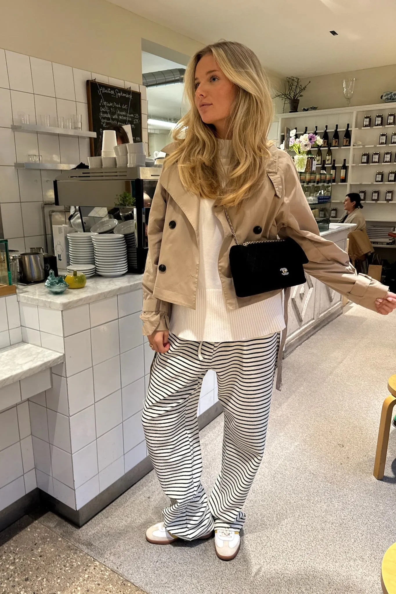 SofiaIC Bukser - Hvid Sort Stribet