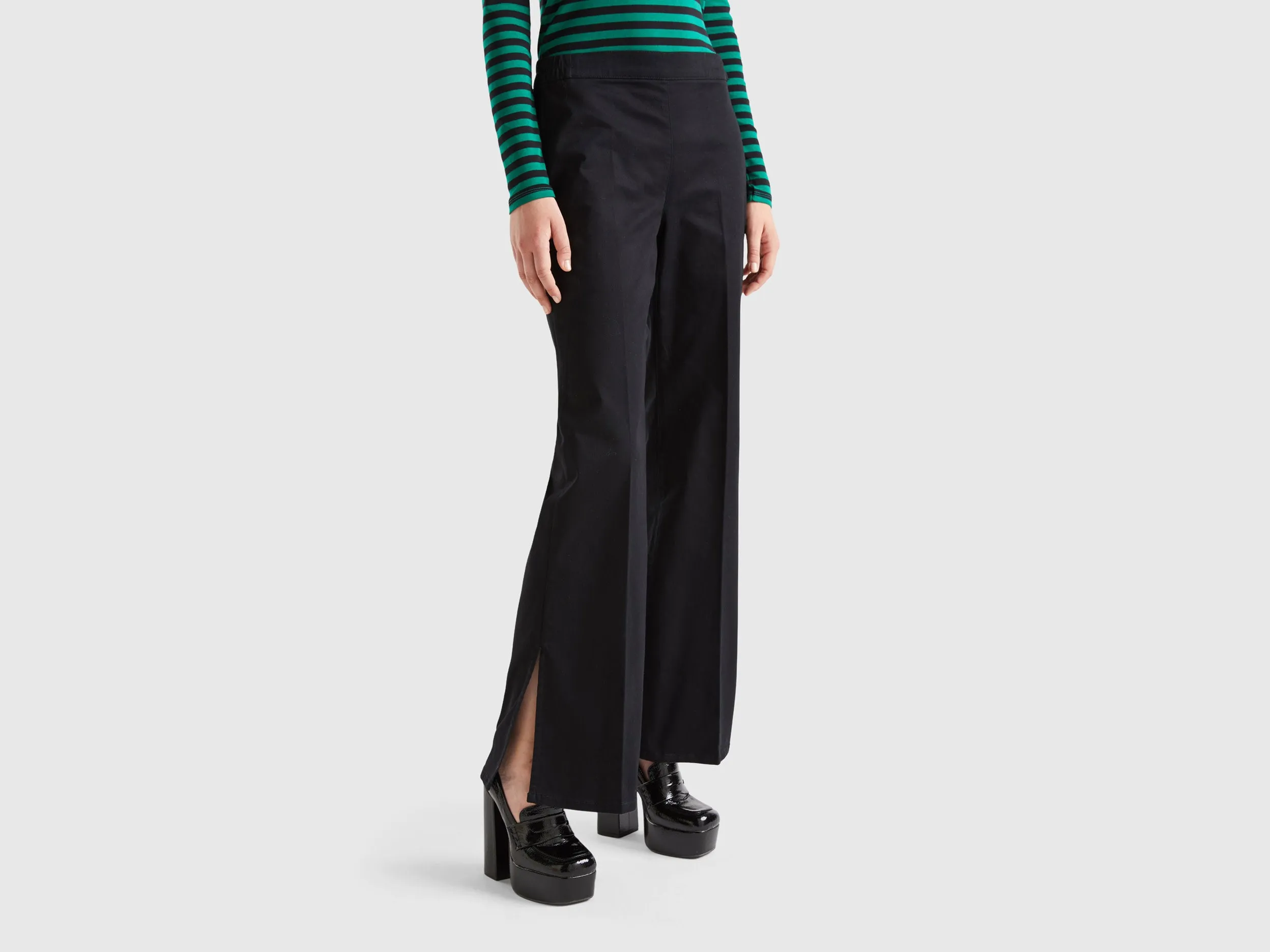 Solid Bootcut Flared Fit Trousers