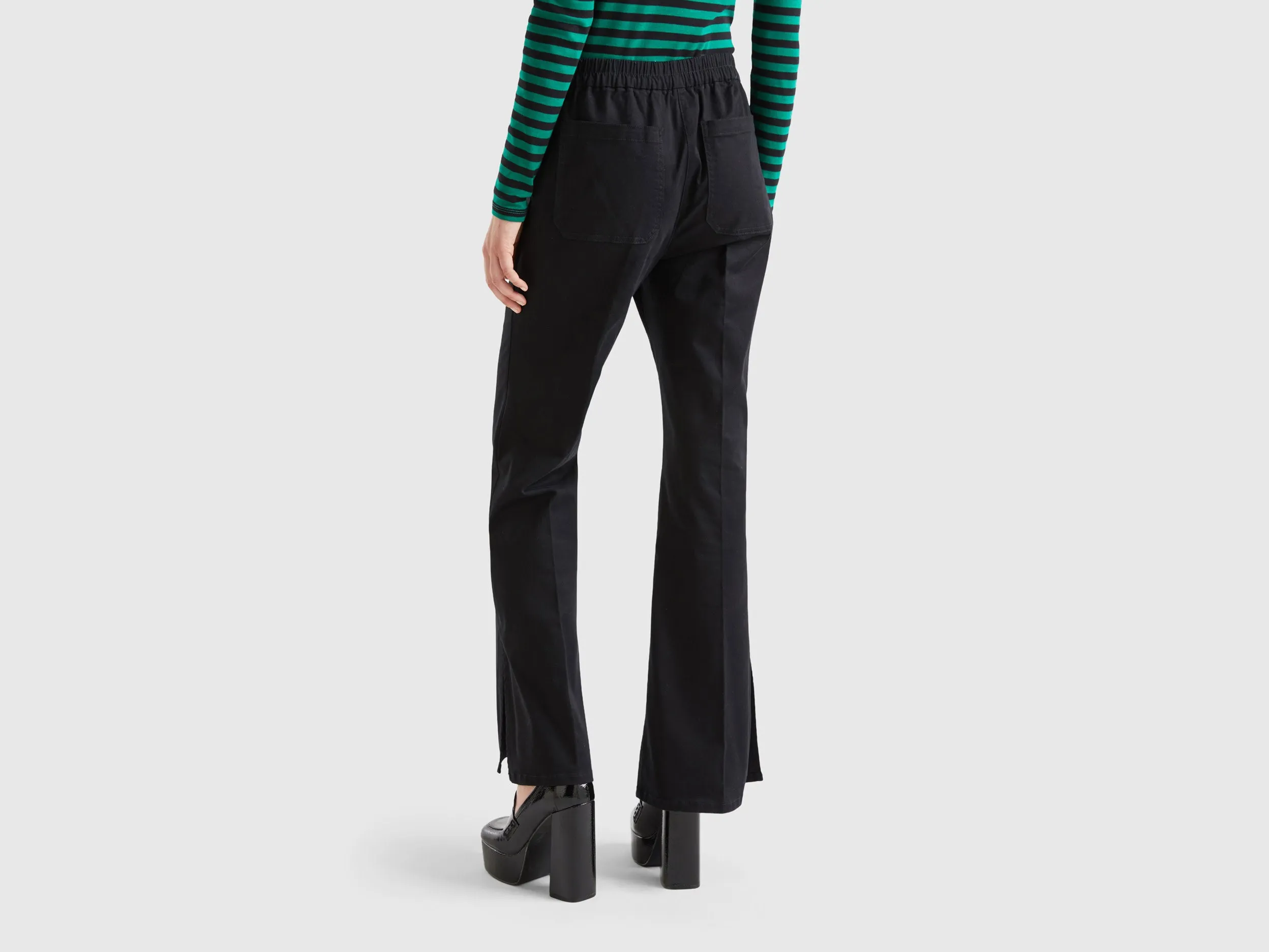 Solid Bootcut Flared Fit Trousers