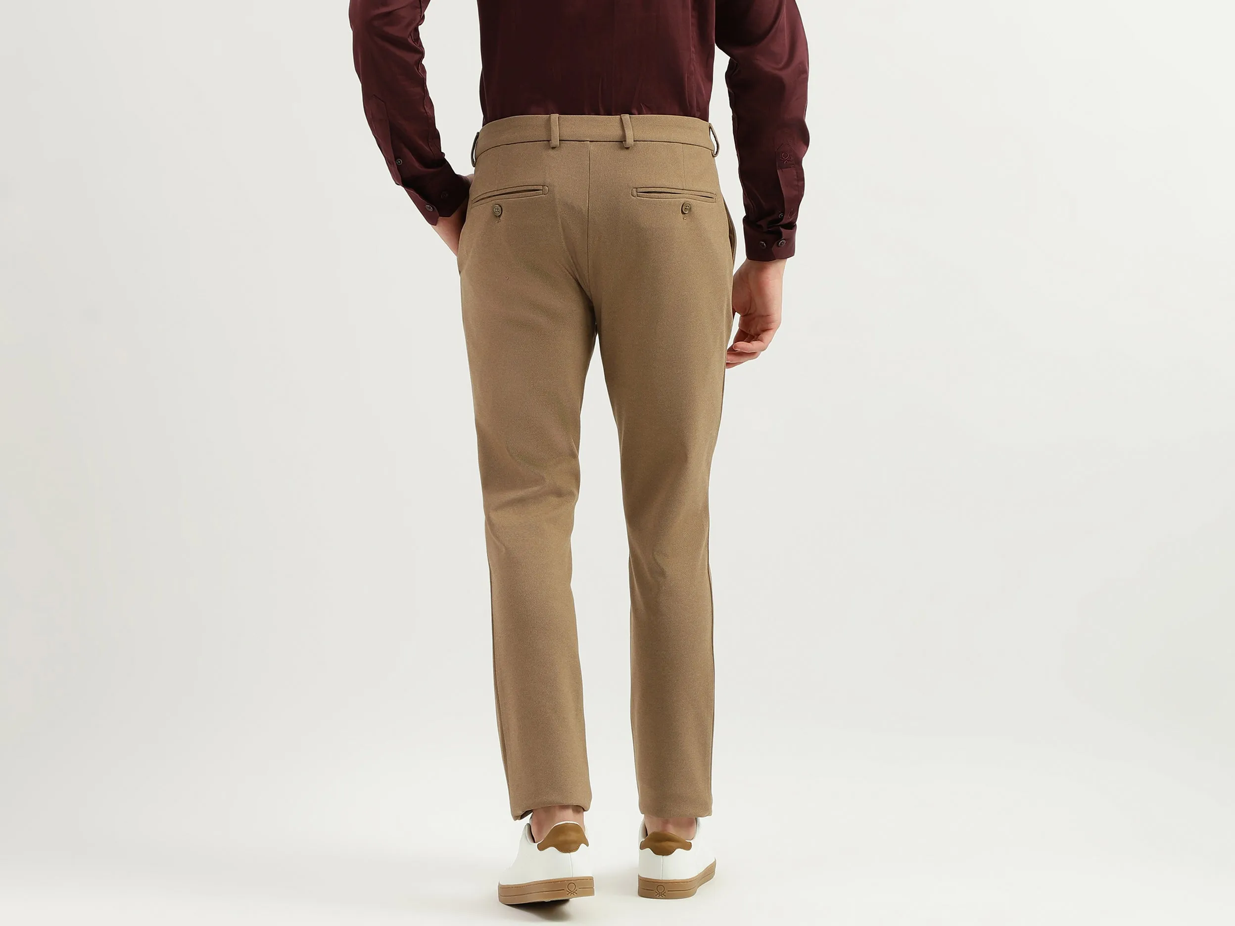 Solid Mid Rise Slim Fit Trousers
