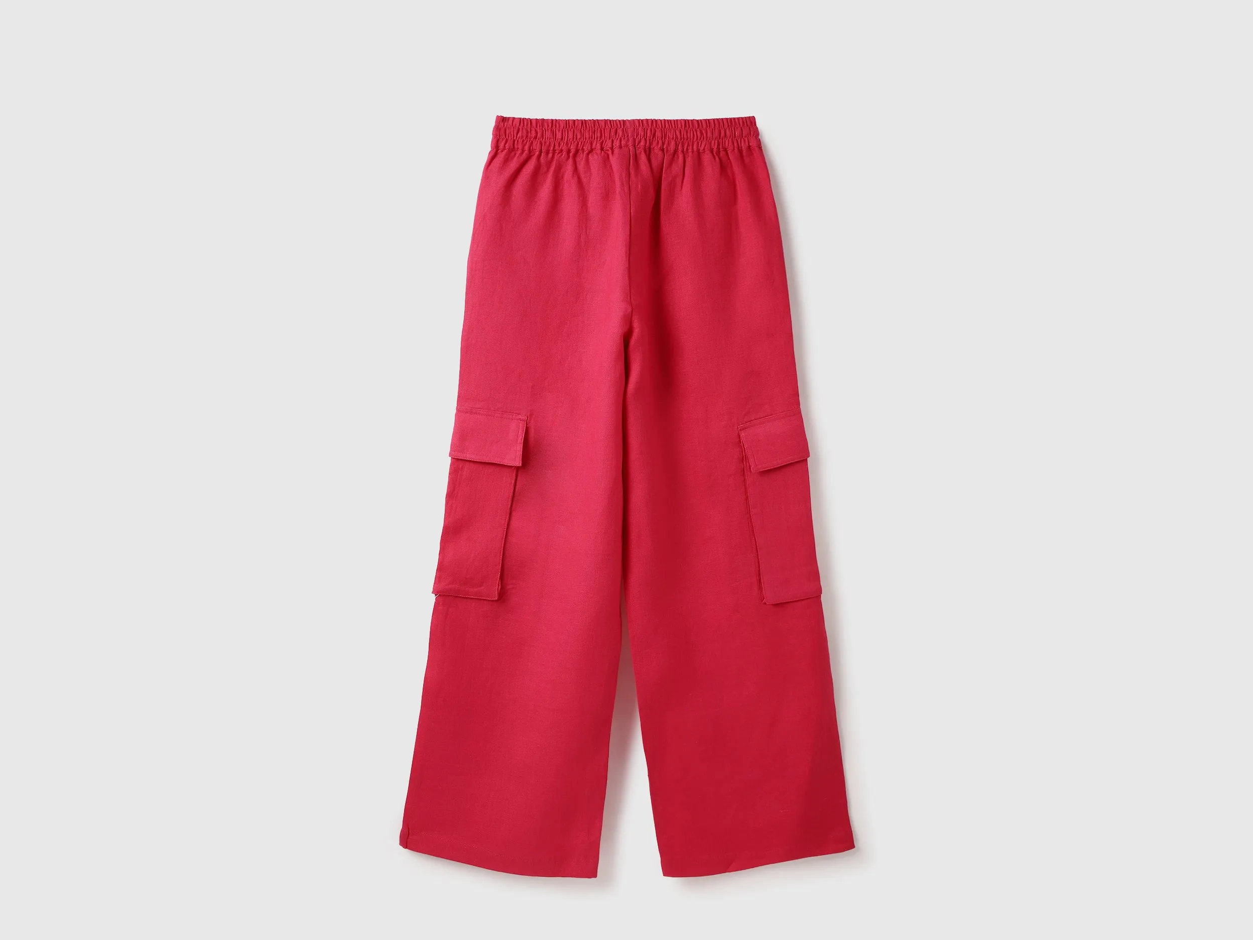 Solid Wide Leg Cargo Trousers
