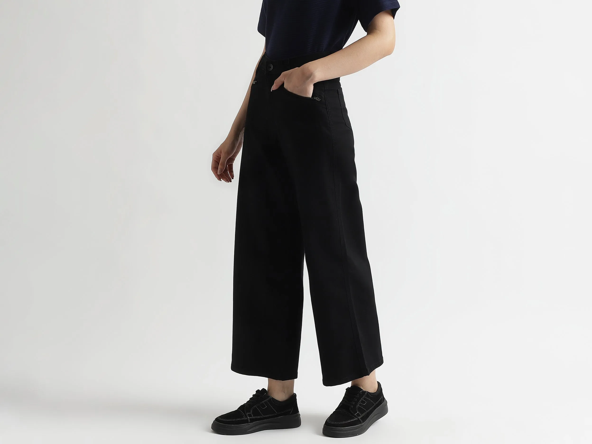 Solid Wide Leg Trousers