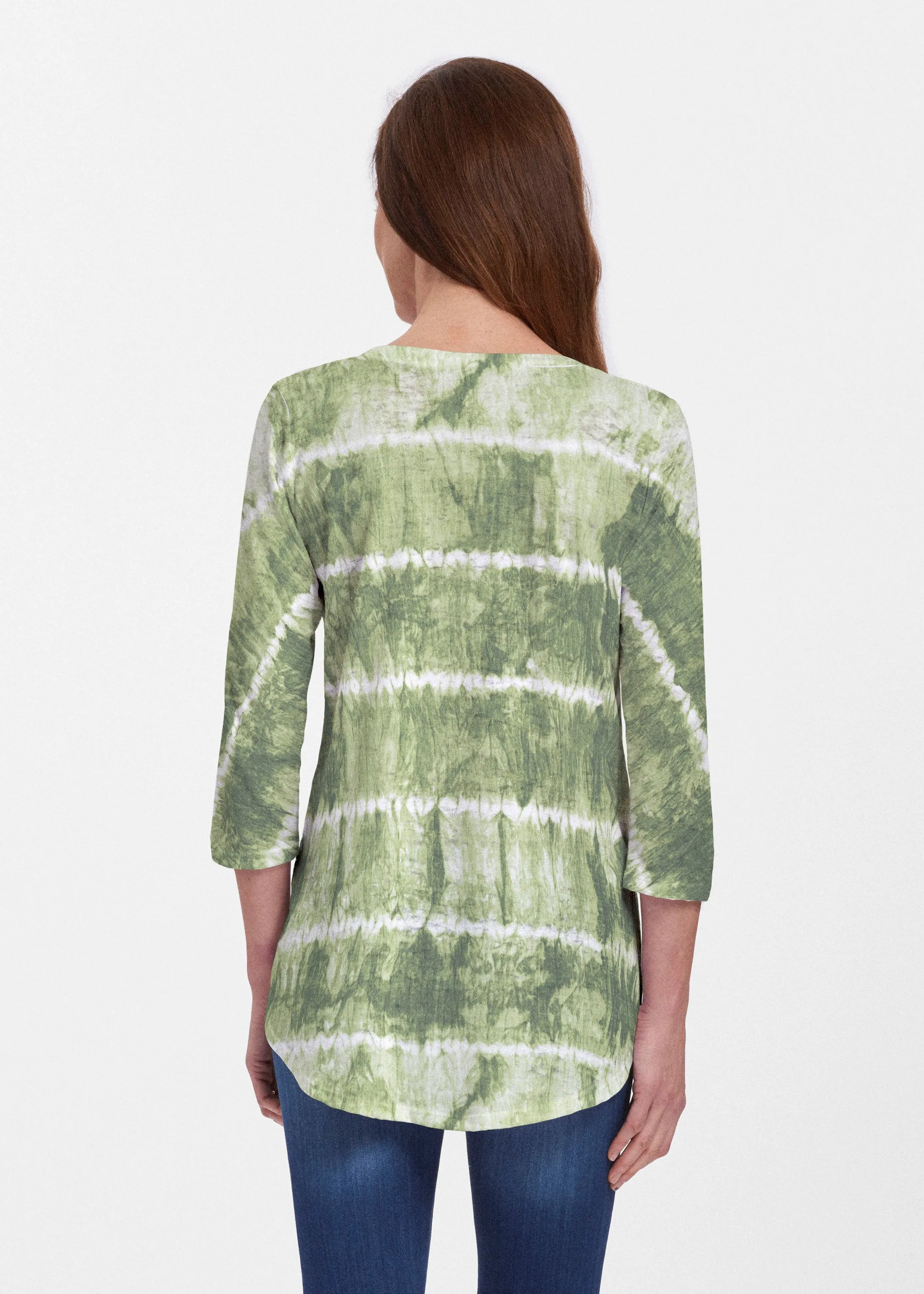 Striation Green (14250) ~ Signature V-neck Flowy Tunic