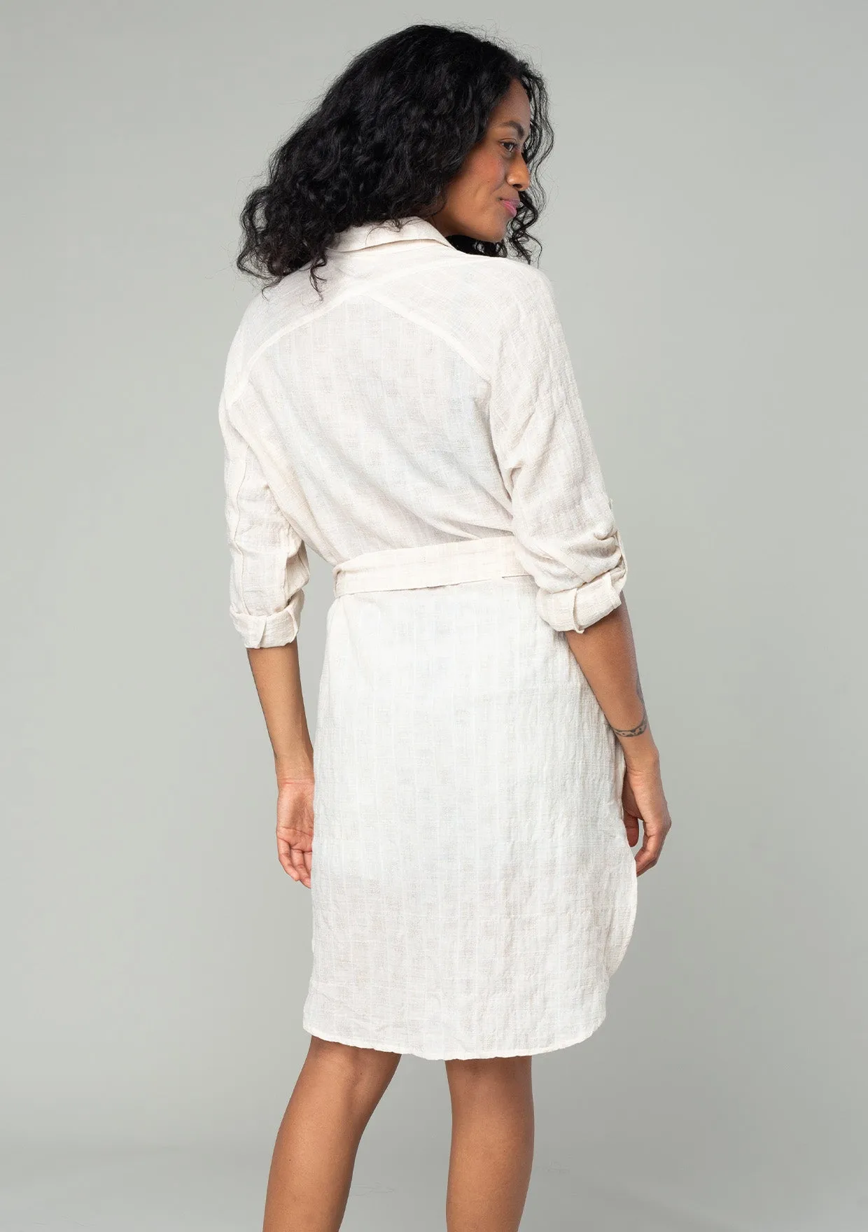 Striped Belted Button Down Collared Tunic