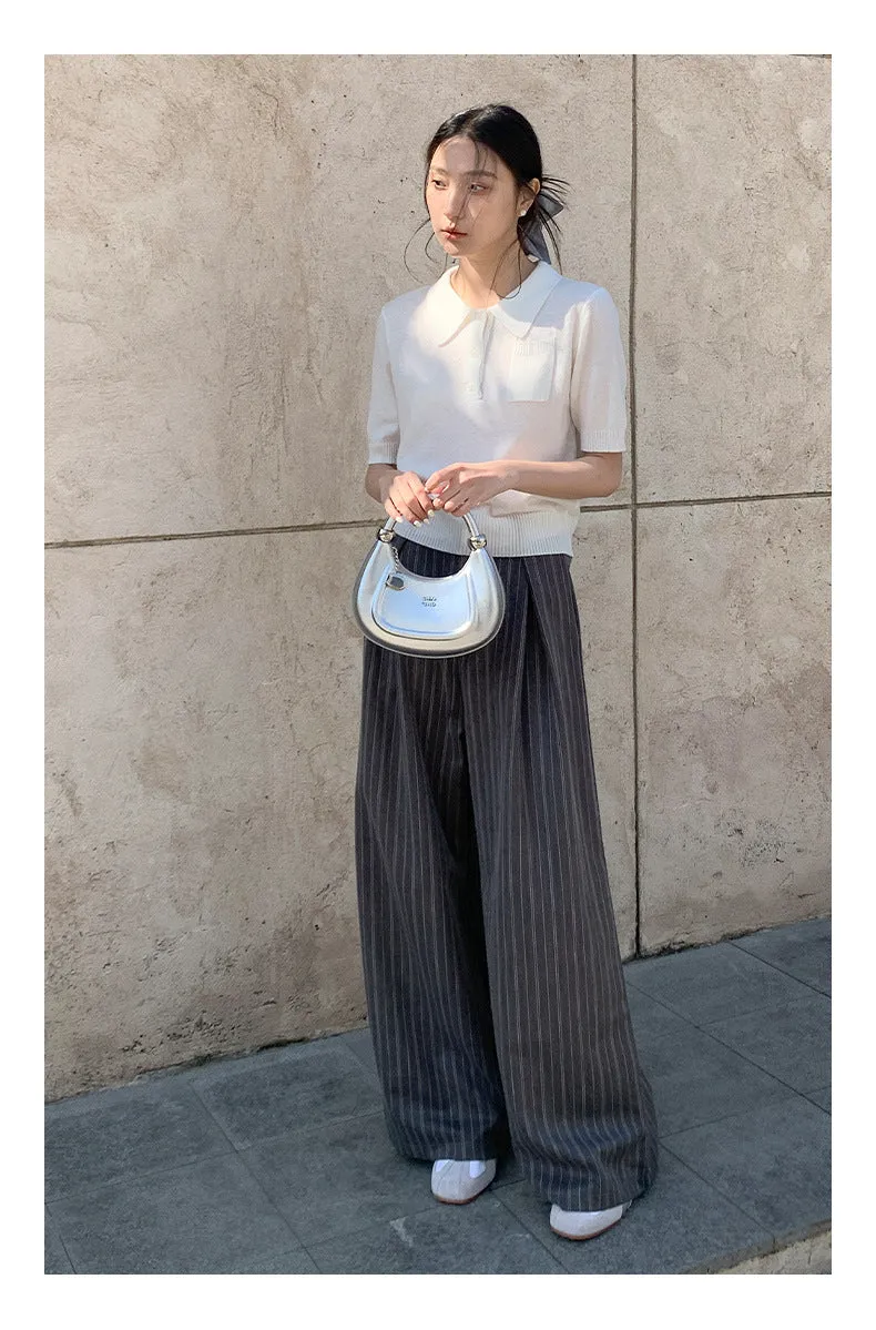 Striped wide-leg pants