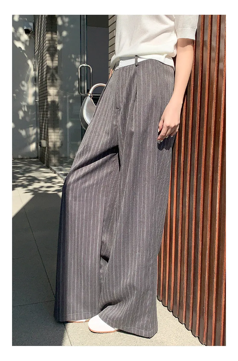 Striped wide-leg pants