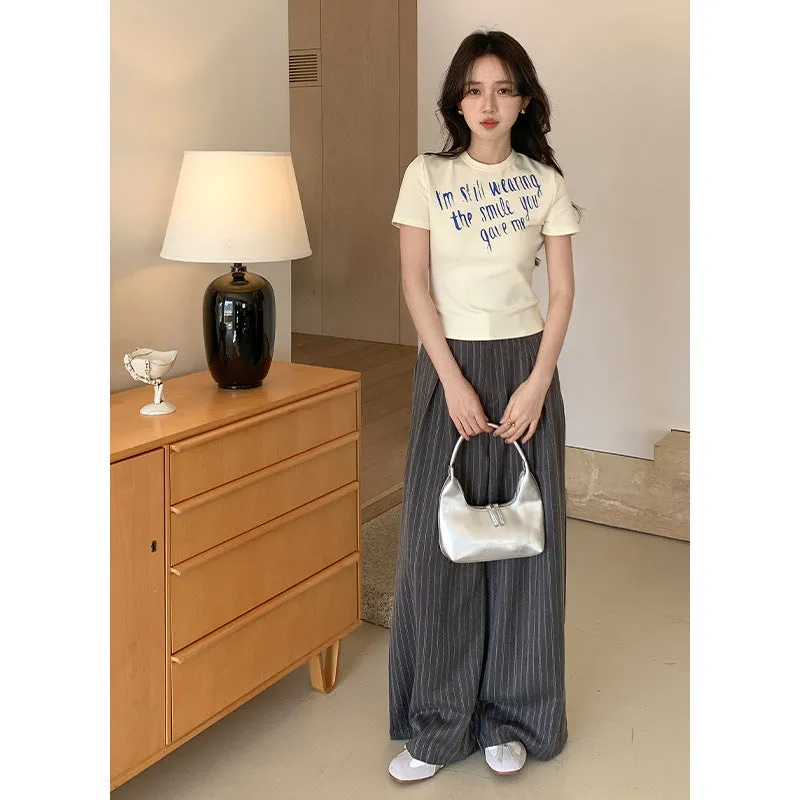 Striped wide-leg pants