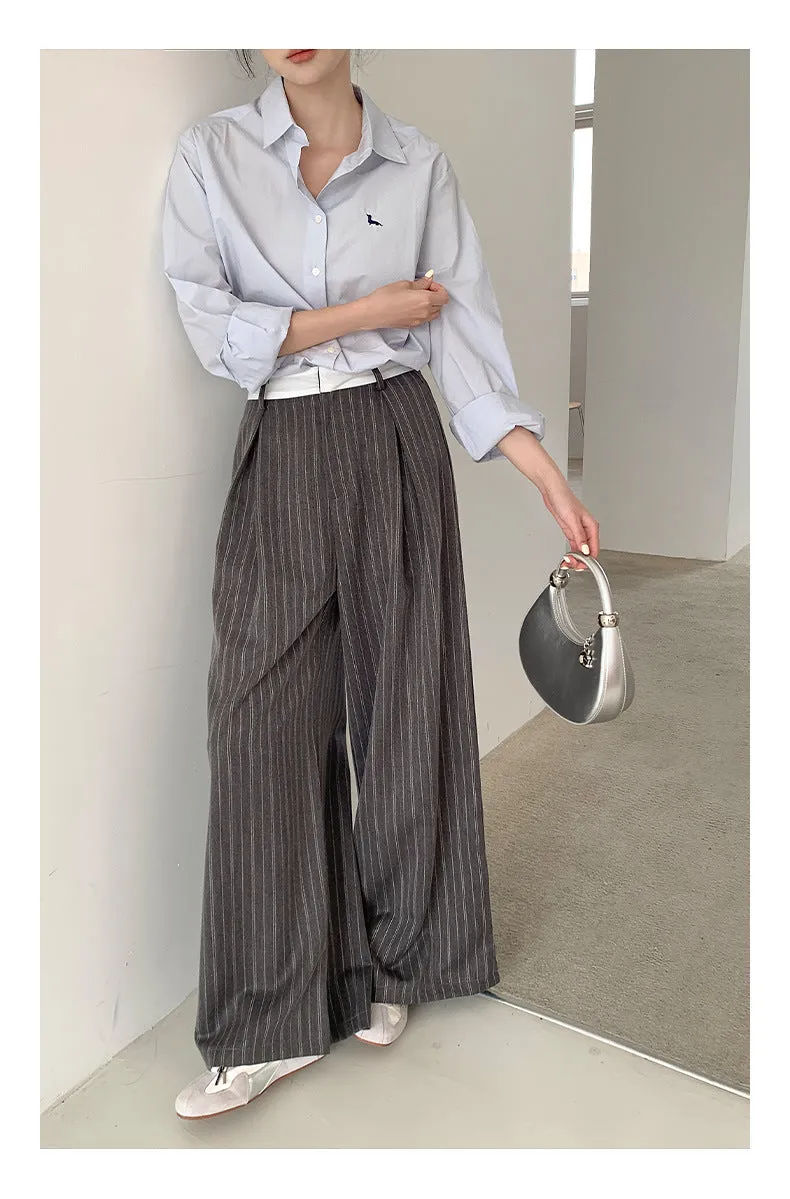 Striped wide-leg pants