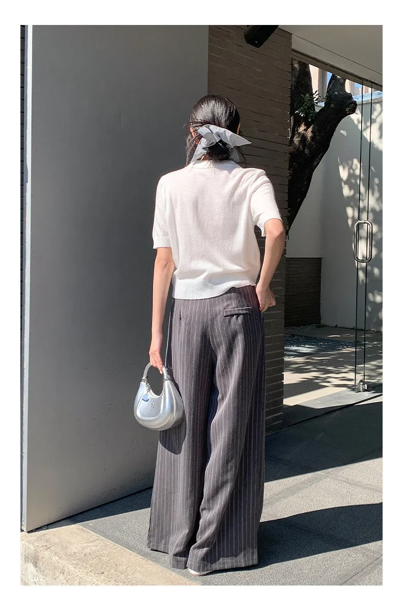 Striped wide-leg pants