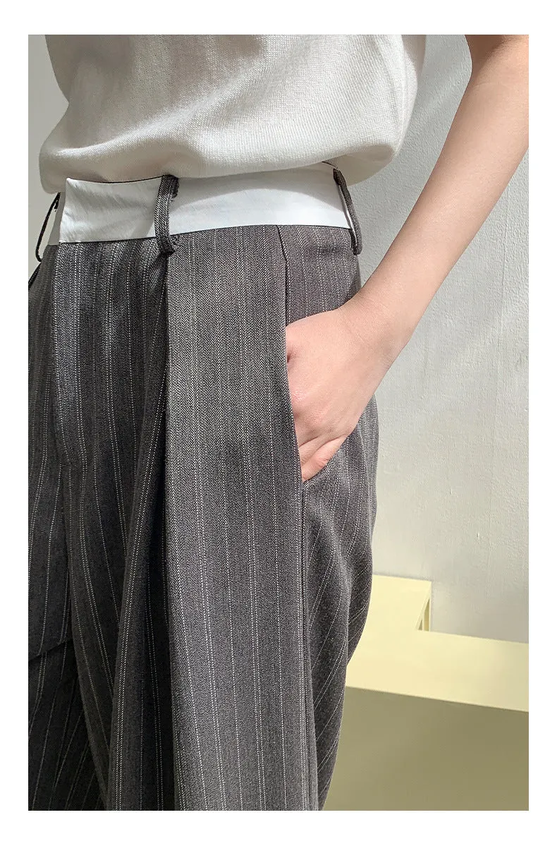 Striped wide-leg pants